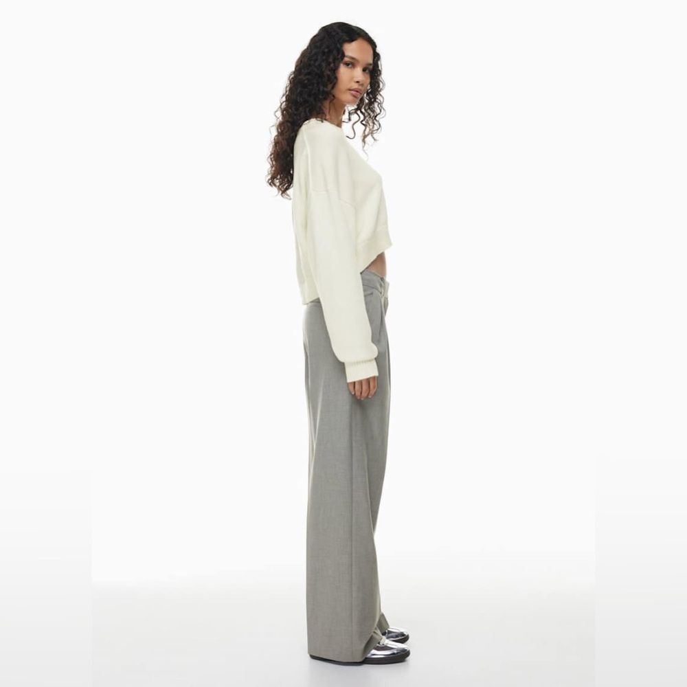 Aritzia Sunday Best Peggy Cropped Knitted White Sweater Sz S cotton cashmere - Picture 4 of 16